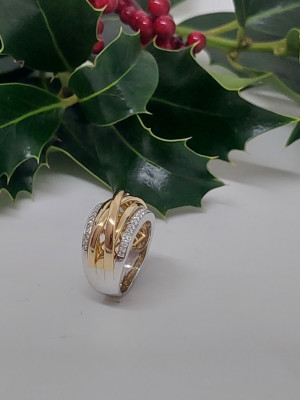 Bicolor geel gouden ring